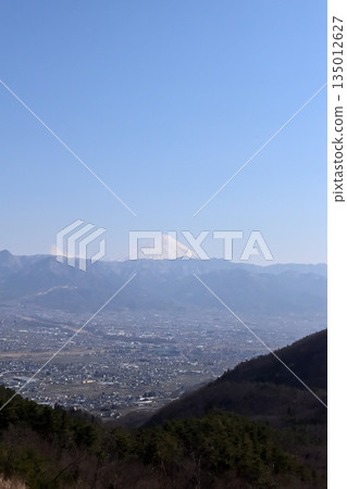 Mount Fuji and the Koshu Basin as seen from Hottarakashi Campsite 135012627