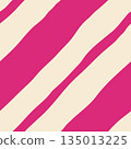 Diagonal striped vector seamless pattern. Modern, playful, minimal magenta pink stripes repeat design on cream background. Vibrant geometric abstract tile for fabrics, wrapping, media, print, decor 135013225