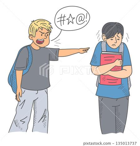 Boy teases his classmate vector isolated 135013737