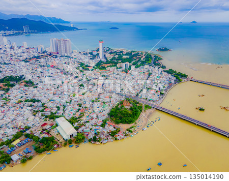 A muddy river during the rainy season. 135014190