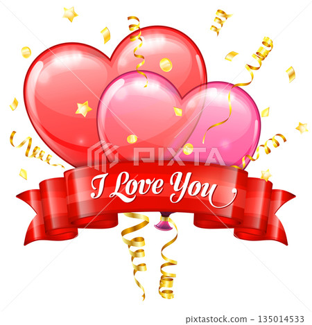 Valentines Day with Hearts Balloons Valentines Day with Hearts Balloons 135014533