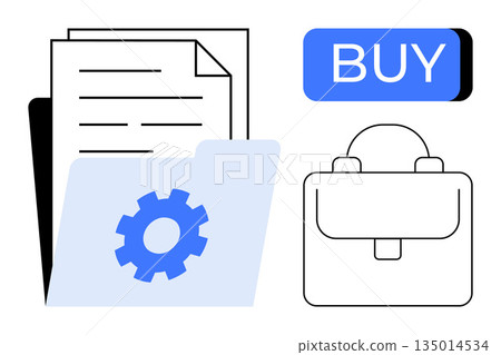 E-commerce, business operations, digital transactions, workplace organization, file management, workflow. Documents, folder gear buy button briefcase. E-commerce and business operations E-commerce, business operations, digital transactions, workplace organization, file management, workflow. Documents, folder gear buy button briefcase. E-commerce and business operations 135014534