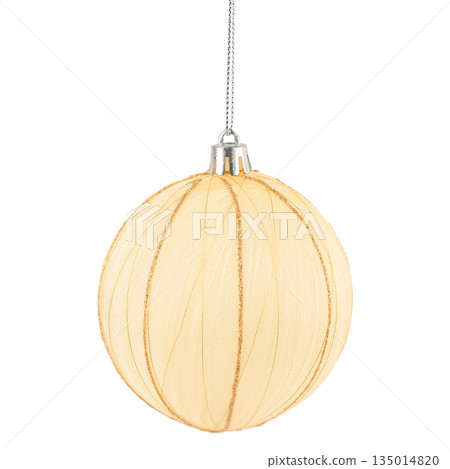 Golden Christmas tree bauble ornament isolated on white background Golden Christmas tree bauble ornament isolated on white background 135014820