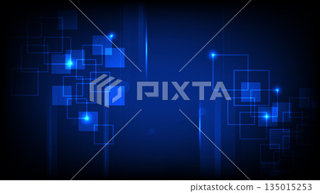 Abstract Blue Digital Technology Background with Glowing Squares and Lines Abstract Blue Digital Technology Background with Glowing Squares and Lines 135015253
