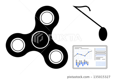 Business analysis, healthcare, stress relief, productivity, trends, medical tools. A fidget spinner, graph chart and laryngoscope. Business analysis and healthcare theme concepts Business analysis, healthcare, stress relief, productivity, trends, medical tools. A fidget spinner, graph chart and laryngoscope. Business analysis and healthcare theme concepts 135015327