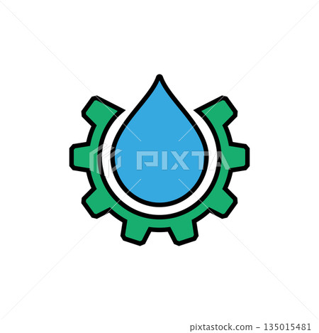 Gear wheel, cogwheel and a drop water. Vector illustration. Gear wheel, cogwheel and a drop water. Vector illustration. 135015481