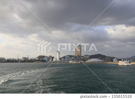 Sunport Takamatsu and the city seen in the morning from the 8am ferry bound for Shodoshima between Tonosho and Takamatsu Sunport Takamatsu and the city seen in the morning from the 8am ferry bound for Shodoshima between Tonosho and Takamatsu 135015520