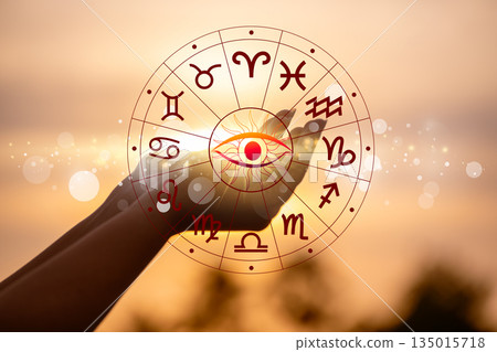 Zodiac signs, astrology and horoscopes concepts. Zodiac signs inside of horoscope circle. Astrology in the sky with many stars and moons astrology and horoscopes concept Zodiac signs, astrology and horoscopes concepts. Zodiac signs inside of horoscope circle. Astrology in the sky with many stars and moons astrology and horoscopes concept 135015718