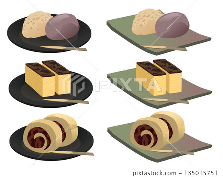 Set of Japanese sweets on a plate 1 135015751