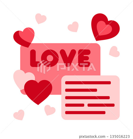 Vector icon of an envelope with the inscription Love written in a letter. Vector icon of an envelope with the inscription Love written in a letter. 135016223
