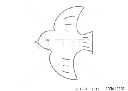 北歐風格的飛鳥線條畫，灰色 135016262