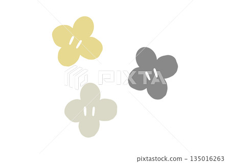 北歐風格的簡約抽象花卉插畫，以灰色和黃色為主色調 135016263
