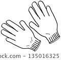 Simple illustration line drawing work gloves 135016325