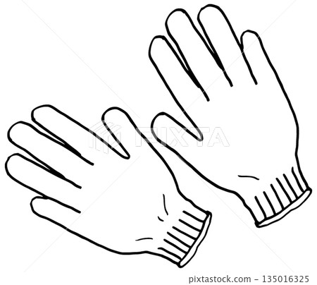 簡單的線條畫工作手套插圖 135016325