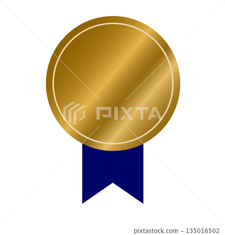 簡潔的圖示設計，配上青銅獎章式徽章和藍色絲帶。 135016502