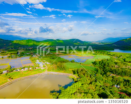 An artificial lake among the hills. An artificial lake among the hills. 135016520