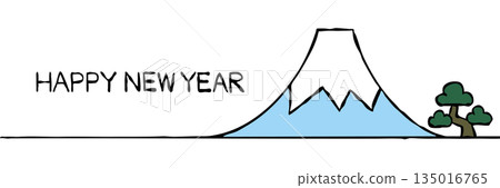 New Year's card material: Simple Mt. Fuji and pine trees New Year's card material: Simple Mt. Fuji and pine trees 135016765