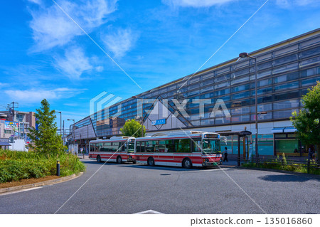 View of the north exit of Kyodo Station on the Odakyu Line in Setagaya Ward, Tokyo from the rotary 135016860