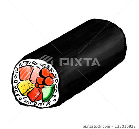 Ehomaki rolls filled with seafood Ehomaki rolls filled with seafood 135016922