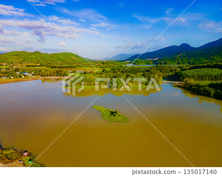 An artificial lake among the hills. 135017140