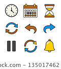 Clock, calendar, hourglass, and arrows in colorful flat style icon set 135017462