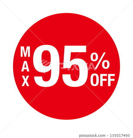 "MAX 95% OFF" logo, circular, transparent background, red "MAX 95% OFF" logo, circular, transparent background, red 135017493
