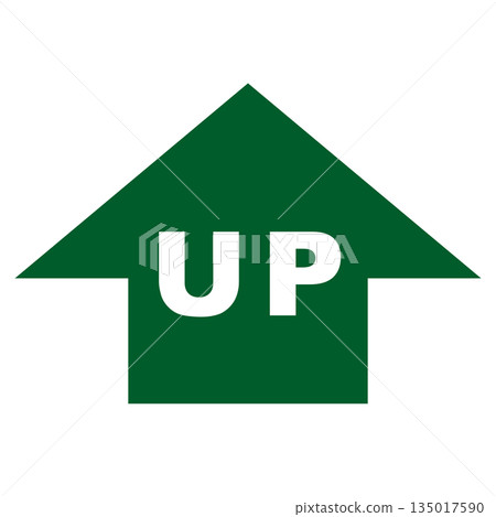 A simple icon design of a green upward arrow and the letter "UP" A simple icon design of a green upward arrow and the letter "UP" 135017590
