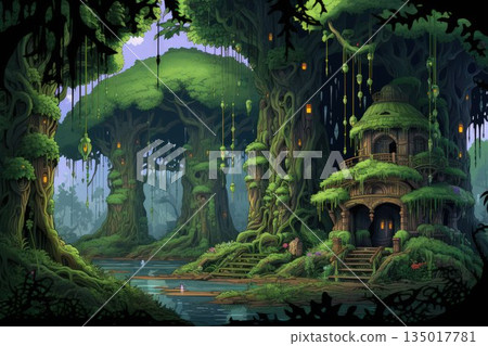 Lively talking trees providing shelter and wisdom - Generative AI 135017781