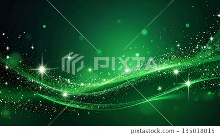 綠色發光的奇幻光粒子與線條 2 135018015