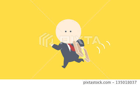 Business image illustration_Businessman running with a wad of bills under his arm 135018037