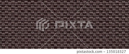 Dark brown woven textile macro texture background. Knitted fabric pattern for material design and backdrop 135018327