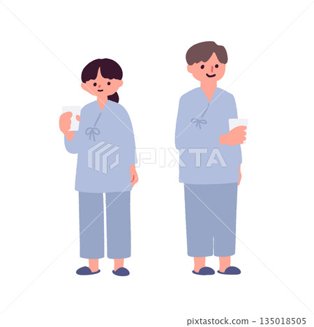 圖解:一名男子和一名女子正在接受健康檢查 圖解:一名男子和一名女子正在接受健康檢查 135018505