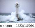 Rough seas and lighthouse 135018560