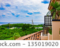 Ocean view of a luxury resort hotel with a refreshing tropical blue sky, blue sea, and vibrant palm trees (Miyakojima City, Okinawa Prefecture) 135019020