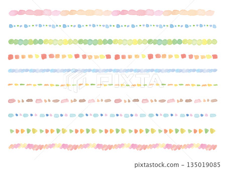Cute watercolor hand-painted decorative line set of 10 135019085