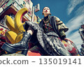 AI-generated image: Fashion portrait of a young woman wearing psychedelic clothing 135019141