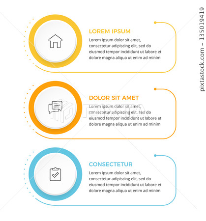 Three Step Infographic Template Three Step Infographic Template 135019419