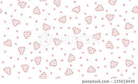 Hand Drawn Hearts Pattern 135019430