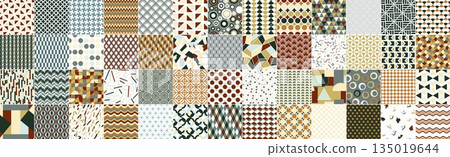 Collection of vector seamless colorful geometric patterns - contemporary design. Trendy abstract fashion backgrounds, retro textile prints. Endless stylish creative textures Collection of vector seamless colorful geometric patterns - contemporary design. Trendy abstract fashion backgrounds, retro textile prints. Endless stylish creative textures 135019644