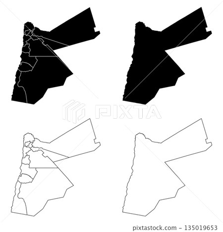Jordan Outline and Solid Fill Map Set. 135019653