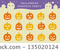 Halloween pumpkins rolling in the field illustration set (classic color) 135020124