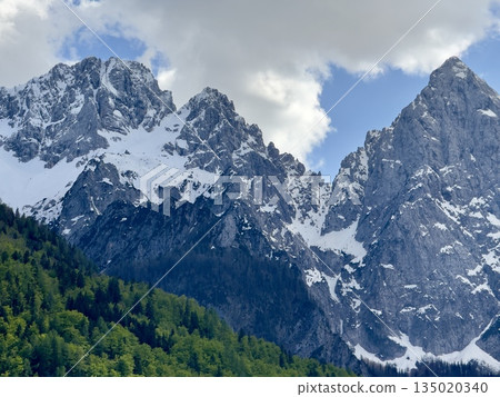 beautiful alps mountains landscape with snow 135020340