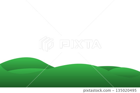 Green hills and valleys with soft curves showcasing nature's landscape during daytime in a clear setting Green hills and valleys with soft curves showcasing nature's landscape during daytime in a clear setting 135020495