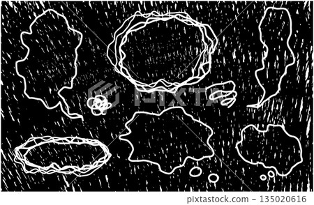A set of speech bubbles to express worries, dissatisfaction, and sad feelings. A frame to express vague feelings. A set of speech bubbles to express worries, dissatisfaction, and sad feelings. A frame to express vague feelings. 135020616