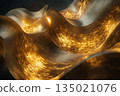 Radiant Golden Waveforms in Dynamic Motion with Glowing Patterns 135021076