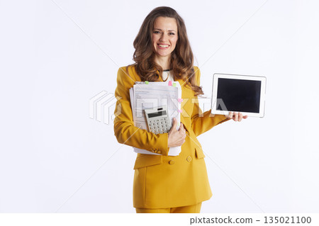 Smart Businesswoman with Financial Data Tools Smart Businesswoman with Financial Data Tools 135021100