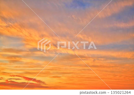 New Zealand Sunset Sky Replacement Warm Horizon Clouds 135021264
