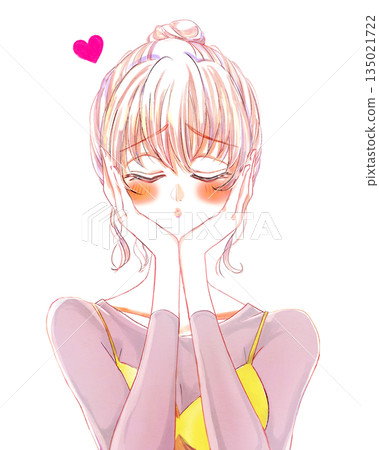 戀愛中的女子,穿著休閒服 戀愛中的女子,穿著休閒服 135021722