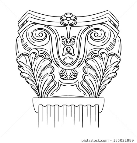 Decorative hand drawing column filigree architectural element 135021999