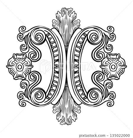 Beautiful decorative hand drawing flourish ornament vector 135022000